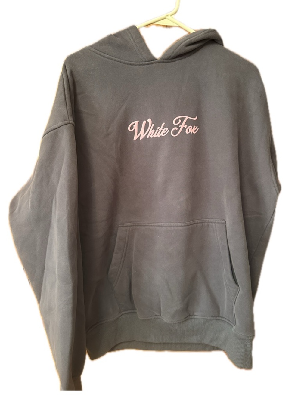 White Fox Season 7 Hoodie in Charcoal with Pink Script